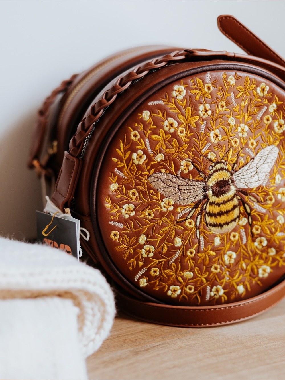 Bumble Bee Tan Circle Purse NWT